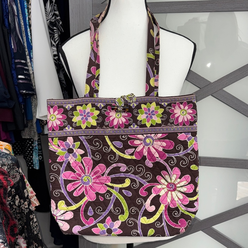 Vera Bradley Floral Tote Bag - Pink and Brown